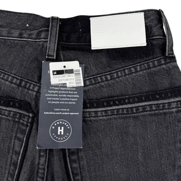 NWT EB DENIM Unraveled Two Jean High Rise Split Hem Straight Leg Jean 24 + FLAW - Picture 13 of 15